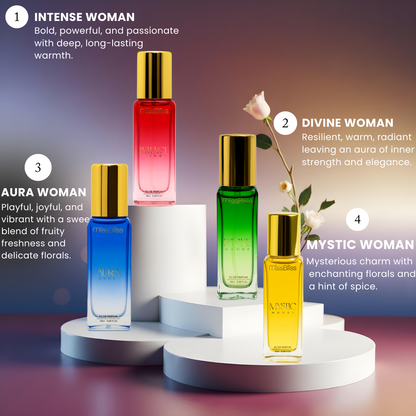 Luxury Perfume Gift Set For Women - 4 x 20ml ( Intense + Divine + Aura + Mystic )