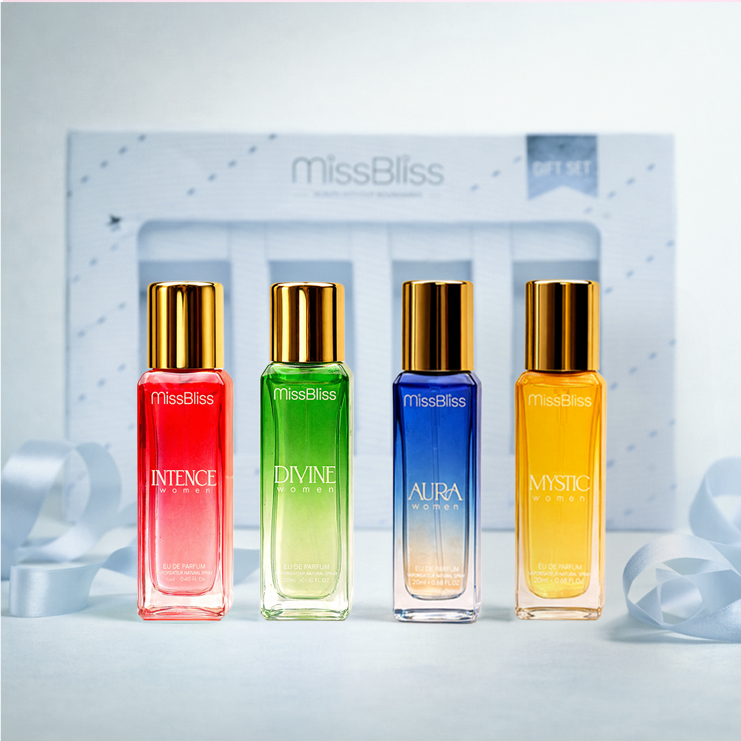 Luxury Perfume Gift Set For Women - 4 x 20ml ( Intense + Divine + Aura + Mystic )