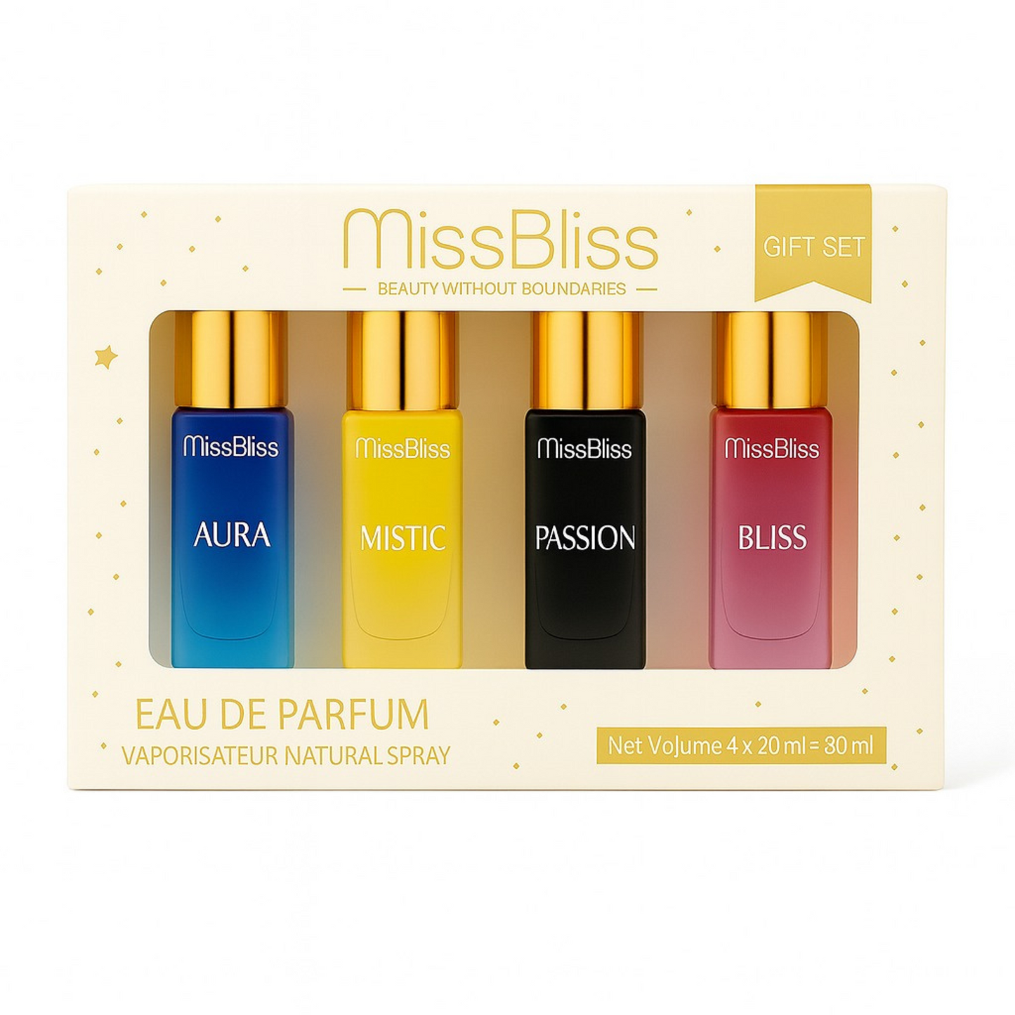 Luxury Perfume Gift Set For Women - 4 x 20ml ( Aura + Mystic + Passion + Bliss )