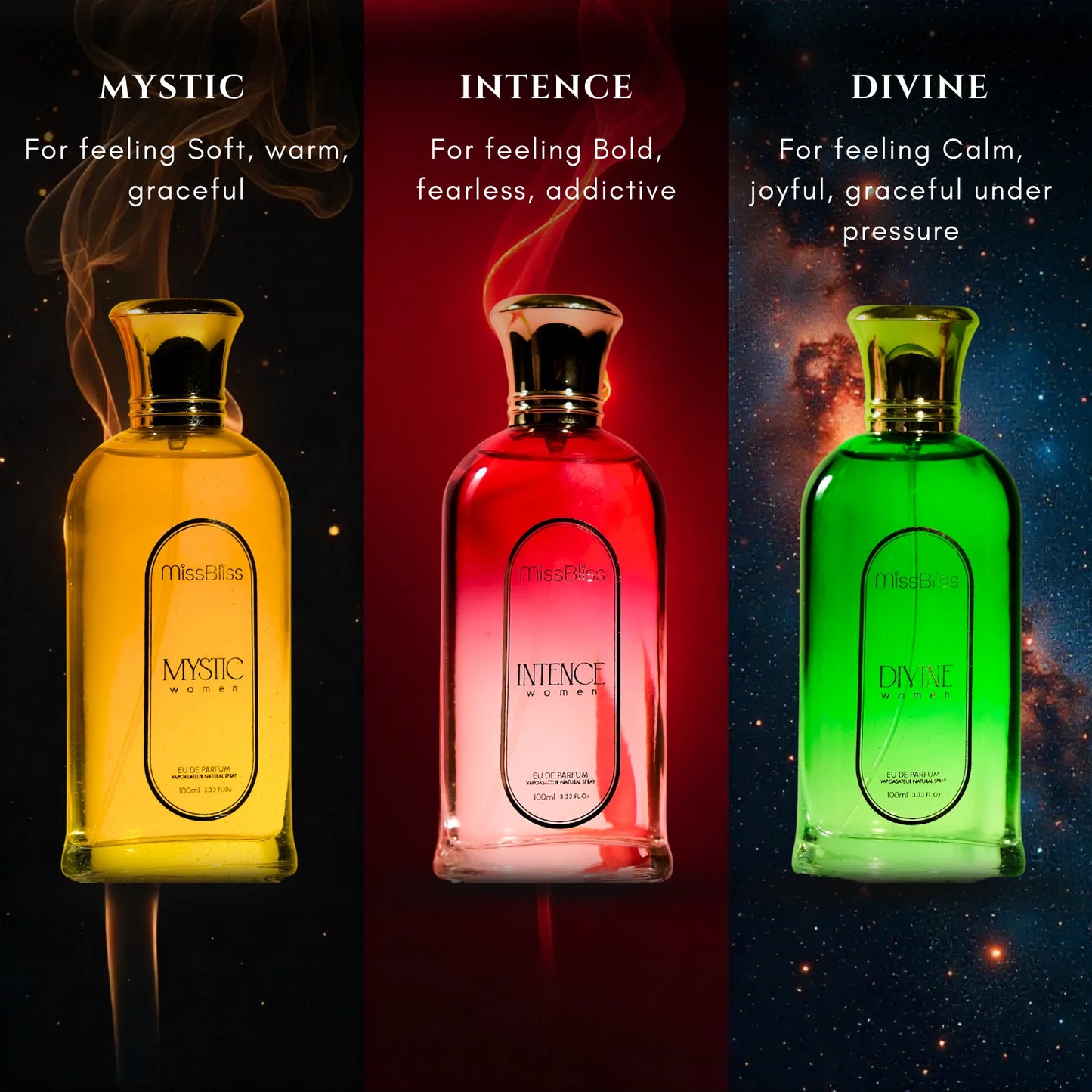 Best Of Perfume Combo ( Intence + Divine + Mystic ) - 3 x 100ml image 1