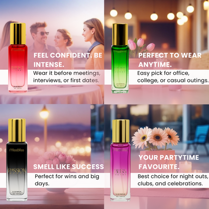 Luxury Perfume Gift Set For Women - 4 x 20ml ( Intence + Divine + Passion + Bliss )