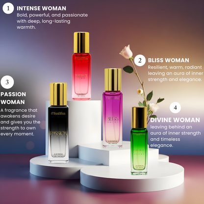 Luxury Perfume Gift Set For Women - 4 x 20ml ( Intence + Divine + Passion + Bliss )
