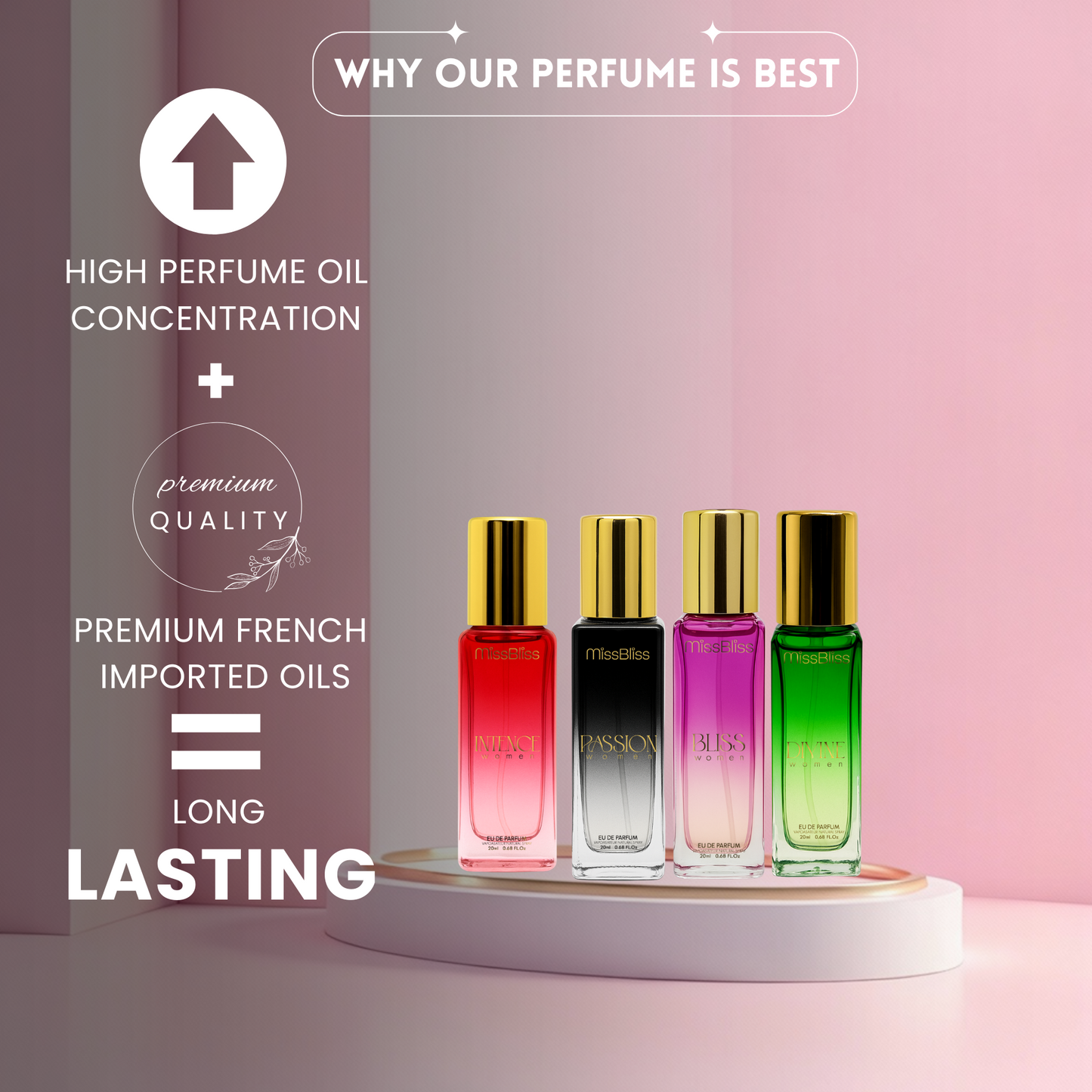 Luxury Perfume Gift Set For Women - 4 x 20ml ( Intence + Divine + Passion + Bliss )