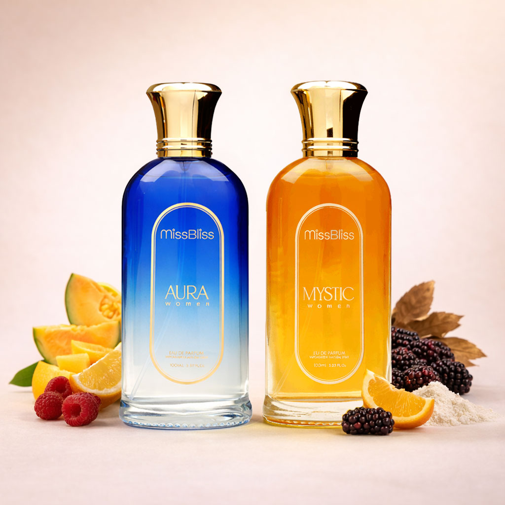 AURA + MYSTIC Women EU DE PARFUM 200ml | Vapostar Natural Spray | Set of 2 | 100ml each